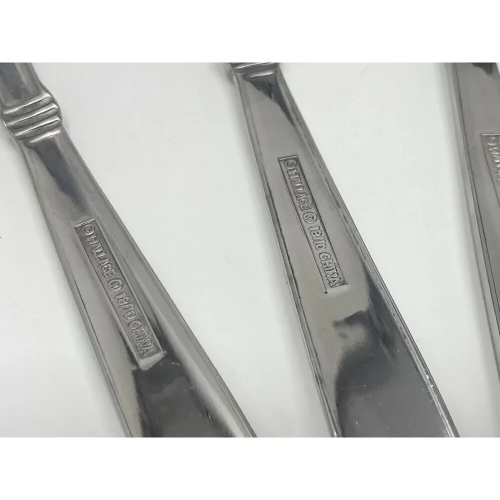 Wallace NAPOLI Glossy Dinner Place Soup Spoons 7” Stainless Flatware Set Of 7